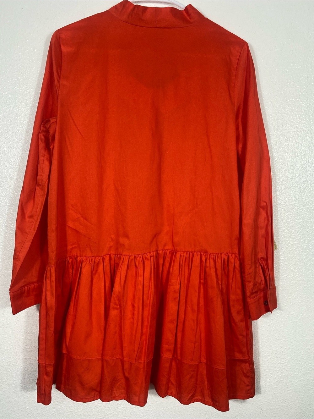 Harshman Tie-Neck Tiered Mini Dress in Vibrant Orange Size S 100% Cotton - Picture 7 of 16
